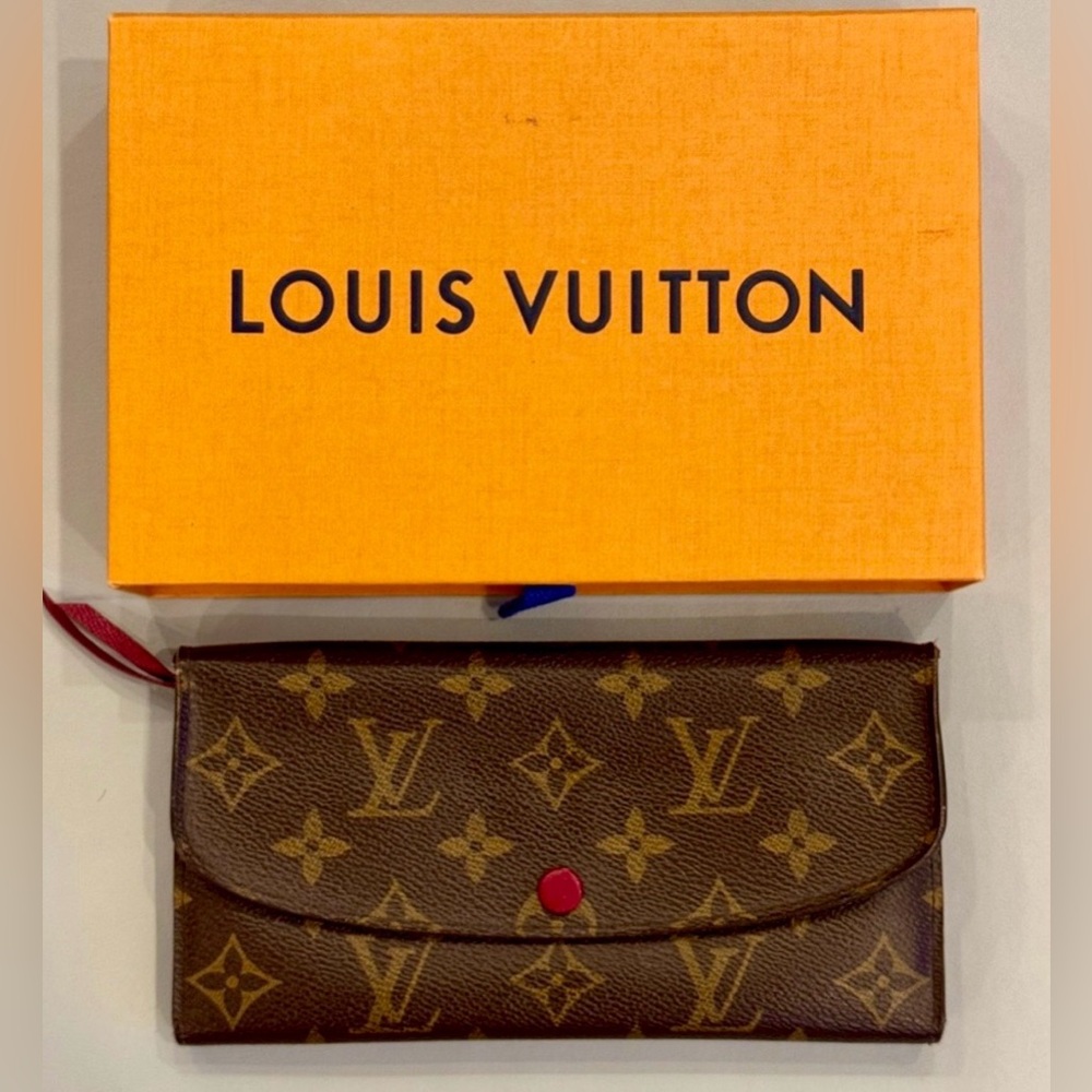 Louis Vuitton Emilie Monogram Wallet with Red Detail